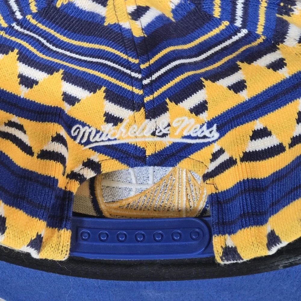 Mitchell & Ness Golden State Warriors Hat Mens OS Blue Snapback Knit Geometric